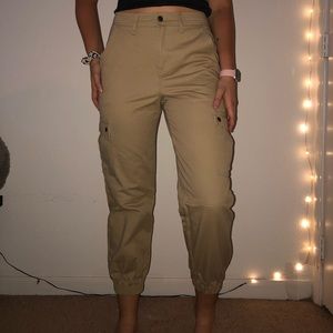 Beige Cargo Joggers